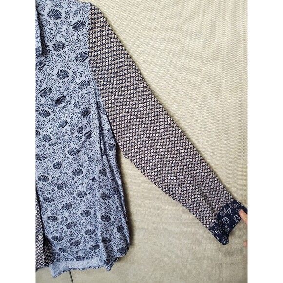 Intro Rayon Mixed Pattern Roll-Tab Sleeve Button-Up Shirt SIze PXL NWT - Picture 2 of 8